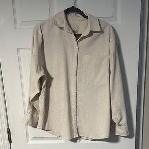 A new day women’s Casual corduroy Cream Button Down Shirt